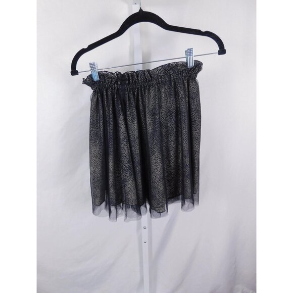 Leopard Print Tulle Skirt Womens Size F One Size Black Sheer Mini Elastic Waist - Picture 5 of 11